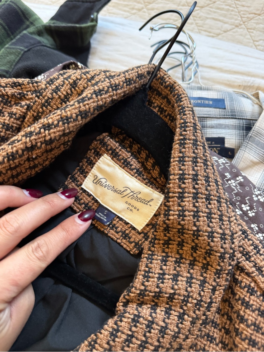 Universal Thread Brown and Black Houndstooth Textured Coat